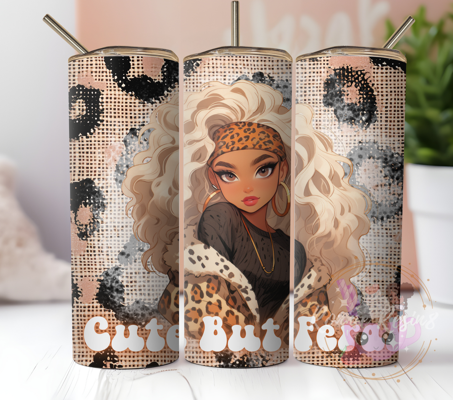 Cute But Feral Burlap Cutie Digital Straight 20oz Tumbler Wrap