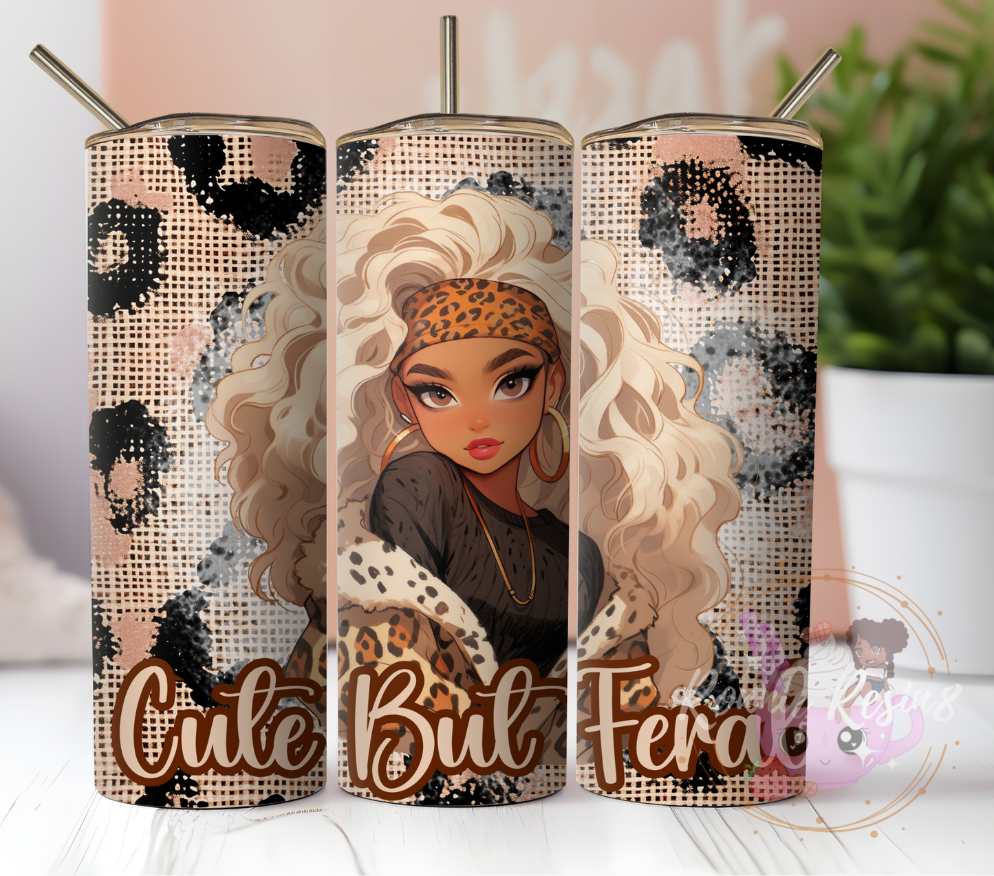 Cute But Feral Burlap Cutie Digital Straight 20oz Tumbler Wrap